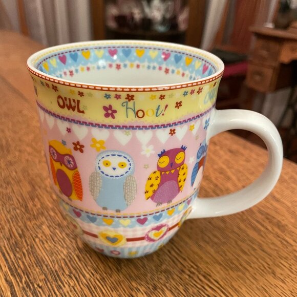 Multi-Colored Whimsical Owls Coffee Cup Mug by Creative Tops LTD - Picture 1 of 6